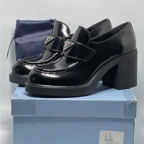 Prada Chocolate Flow Block-Heel Loafers size 41 - Picture 11 of 13